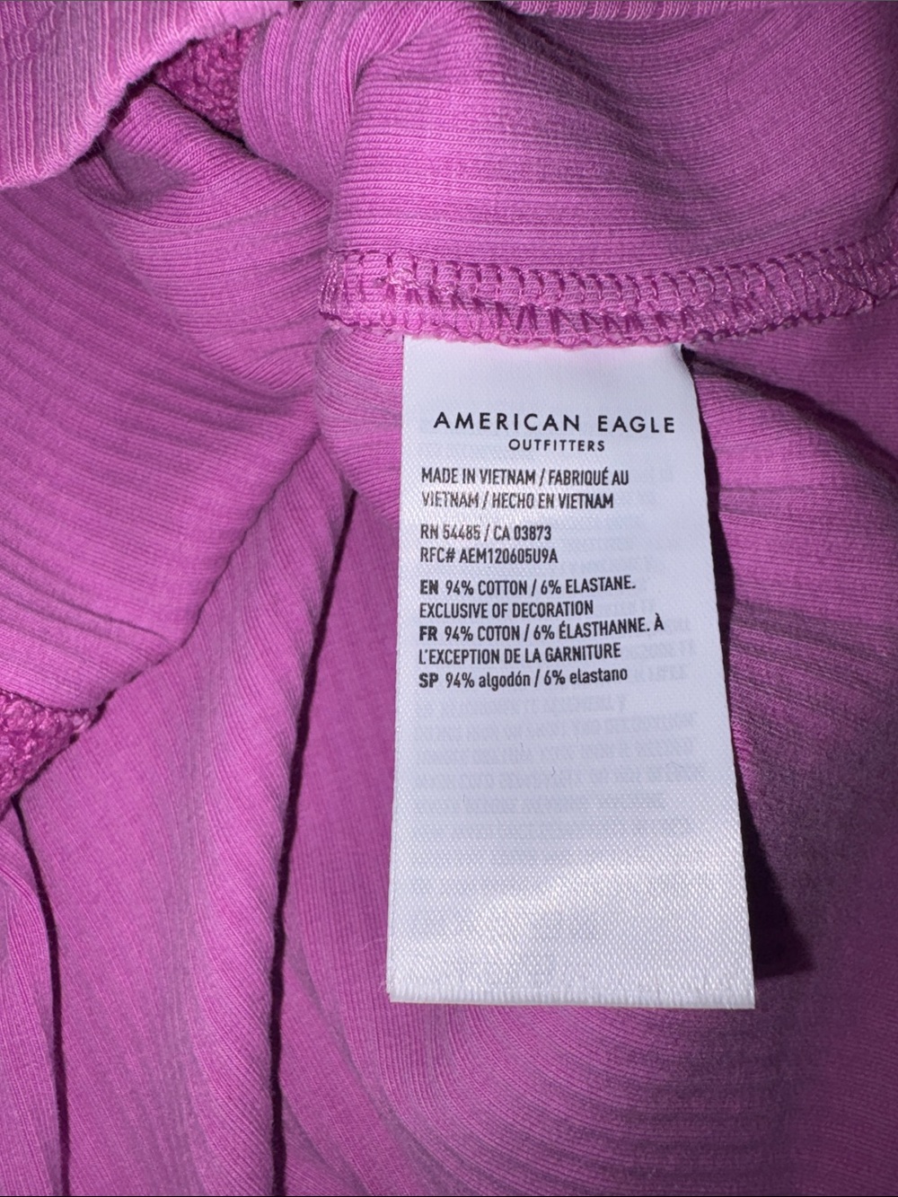 American Eagle Ribbed Lace-Trim Halter Tank Top Pink Small - Picture 5 of 5